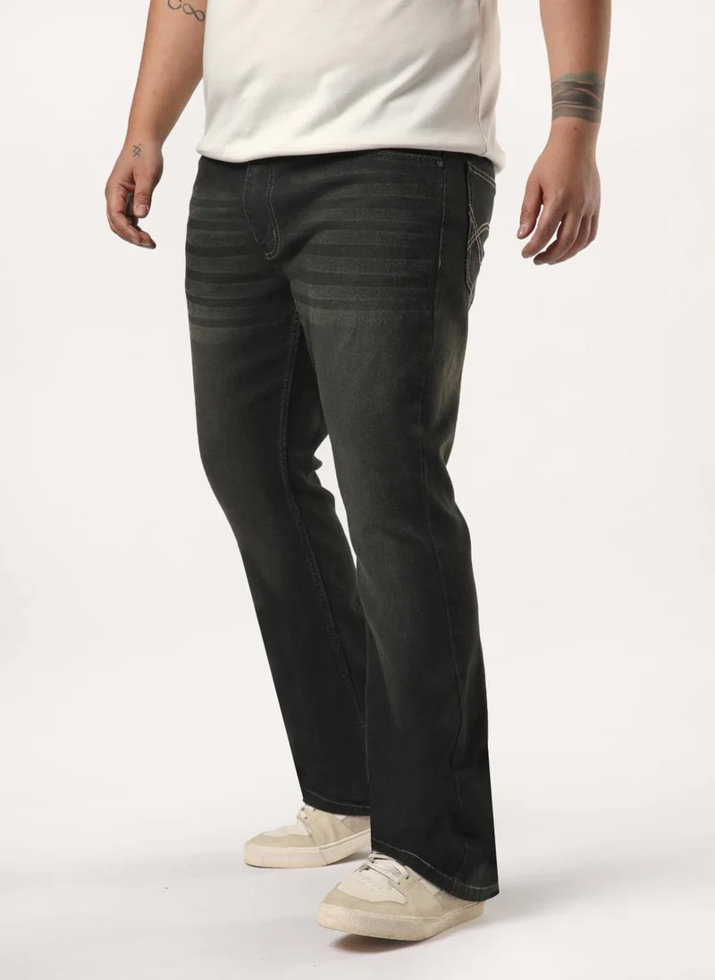 أوربانو فاشن Urbano Plus Men's Dark Grey Bootcut Fit Mid Rise Heavy Washed Jeans Stretchable